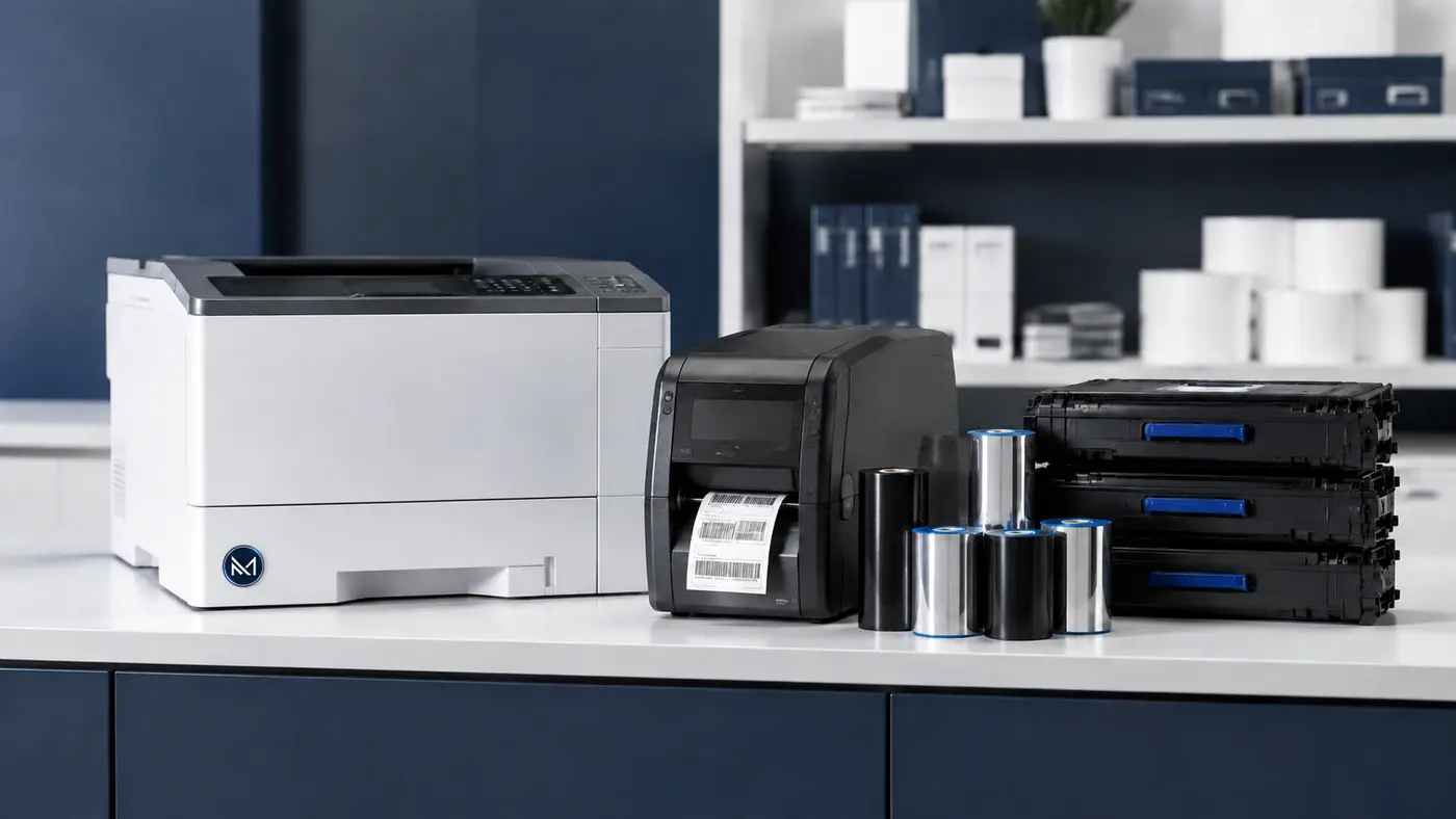 Business laser and barcode label printers with professional supplies